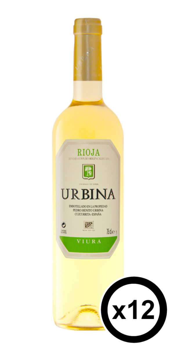 Caja de 12 botellas de Rioja Bodegas Urbina Blanco Viura Vino