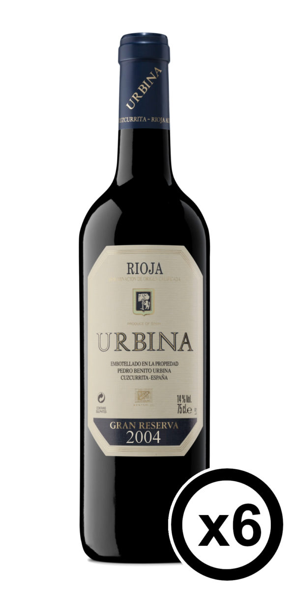 x6 Botella Urbina Gran Reserva 2004 Bodega Rioja
