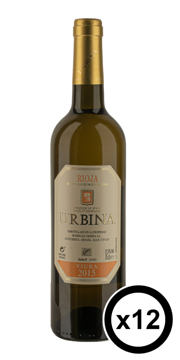 x12 Botella Urbina Viura Crianza 2015